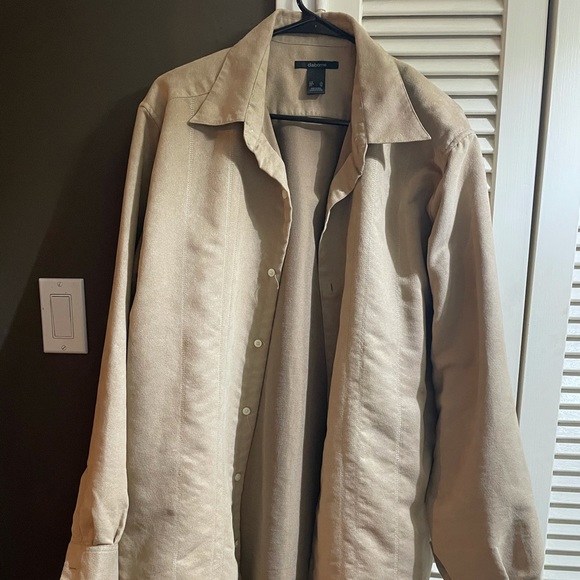 Claiborne Camel Suede Long-sleeve Button-up Shirt - Picture 1 of 4